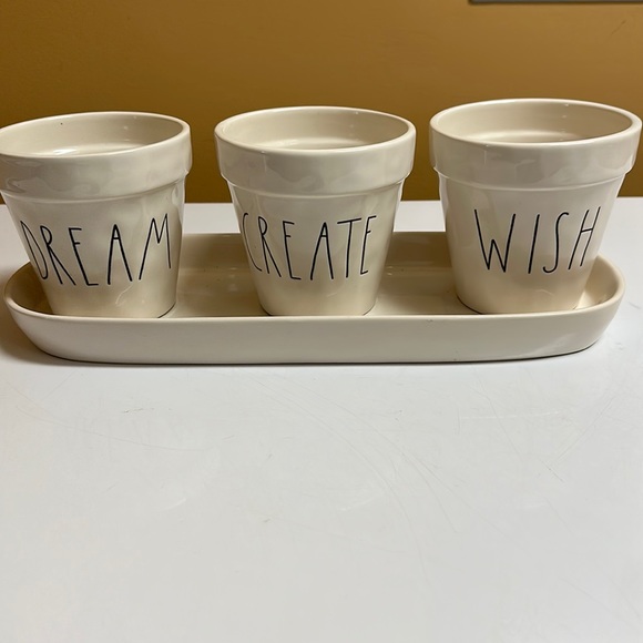 Rae Dunn Other - ❌SOLD❌ NWOT! Rae Dunn Tray with 3 Flower Pots. THINK SPRING!